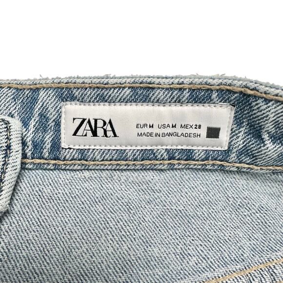 Zara | Women | Y2K Light Wash Distressed Button Fly Denim Maxi Skirt | Medium - Picture 6 of 12